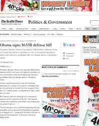 Obama signs 633B defense bill: Seattle Times